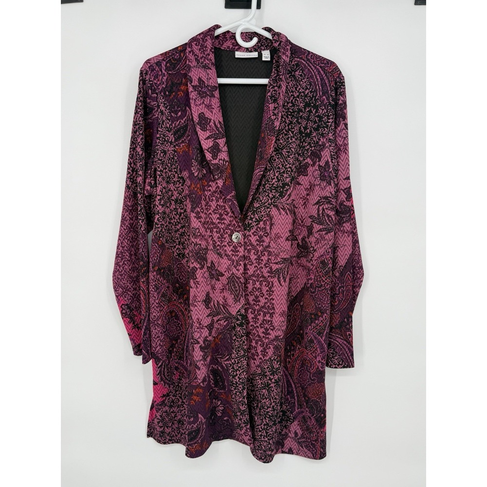 Susan Graver Women's Long Cardigan w/button XL